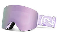 Профессиональная лыжная маска Copozz с двойной линзой фиолетовая на магните