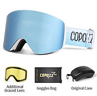 Профессиональная лыжная маска Copozz с двойной голубой линзой на магнитах