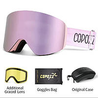 Профессиональная лыжная маска Copozz с двойной розовой линзой
