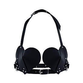 Ліф Серце з натуральної шкіри Feral Feelings — Hearts Bra Black