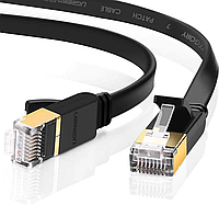 Патч корд Ugreen сетевой кабель 10 Гбит\с Ethernet RJ45 Cat 7 плоский 0.5М Black (NW107) 30738 КОД: 155