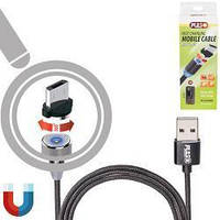 Кабель магнитный PULSO USB - Micro USB 2,4А, 1м черный (только зарядка) p