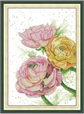 Набір для вишивання за нанесеною на канву схемою "Summer Eustoma". AIDA 14CT printed 23*33 см