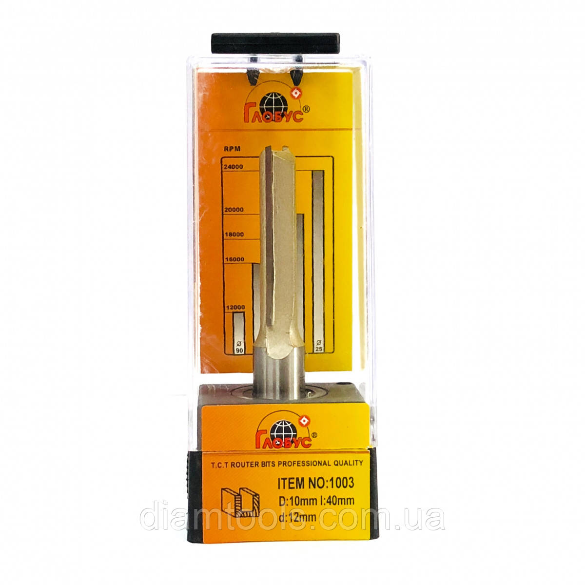 Фреза пазова пряма ГЛОБУС 1003 D10 d12 L75 h40