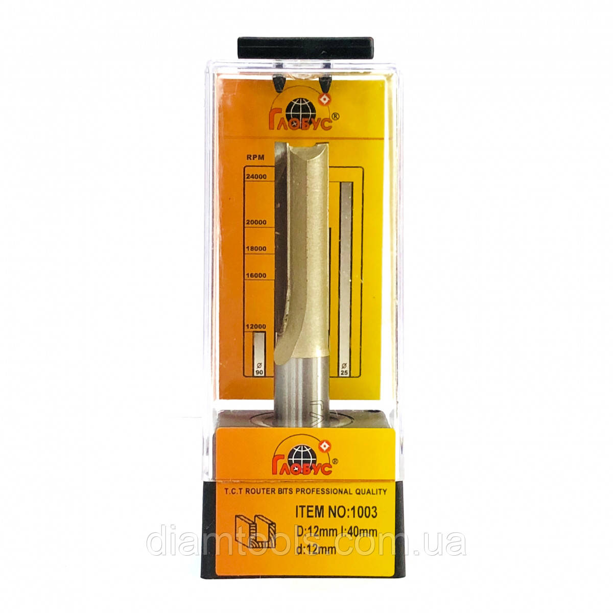 Фреза пазова пряма ГЛОБУС 1003 D14 d12 L79 h40, фото 1