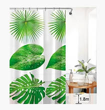 Силіконова шторка для ванної кімнати з малюнком Big Leaf, розмір 180х180 см.