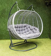 Кресло-кокон двухместное плетеное из искусственного ротанга Сенди