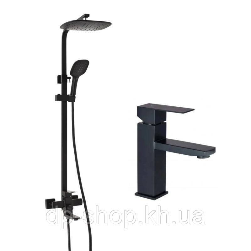 Набір змішувачів для ванни Lidz Kubis 10 30 105А+001F Black, фото 1