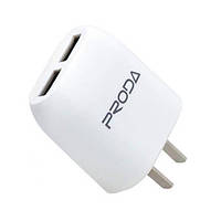 Сетевое зарядное устройство Proda RP-U21 Flat 2.1A/2USB 220V Тип А Белый