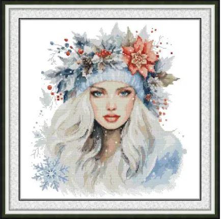 Набір для вишивання за нанесеною на канву схемою "Angel Of Winter". AIDA 14CT printed 44*44 см