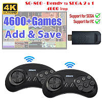 Игровая консоль SG 800, Sega + Dendy 2 в 1, HDMI, Беспроводные джойстики, в комлекте 4500 игр