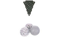 Набор шаров ( 3шт) 6см: глиттер, глянец, цвет - серебро RM7-575 ОСТАТОК