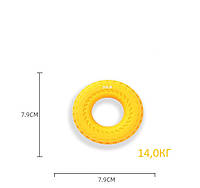 Маленький желтый эспандер для кисти круглый с нагрузкой 14 кг(30LB). Небольшой круглый эспандер для рук