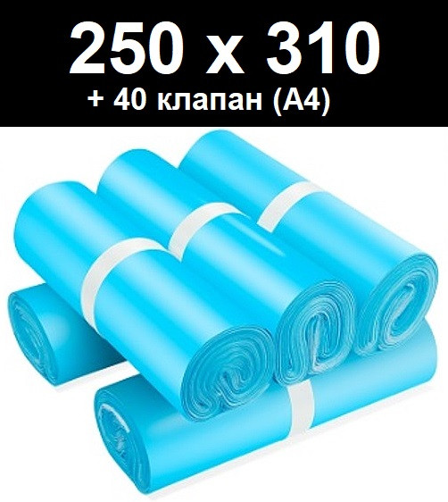 Кур'єрський пакет бірюза 245х305 + 40 клапан, фото 1