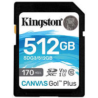 Карта памяти Kingston 512GB SDXC class 10 UHS-I U3 Canvas Go Plus (SDG3/512GB) c