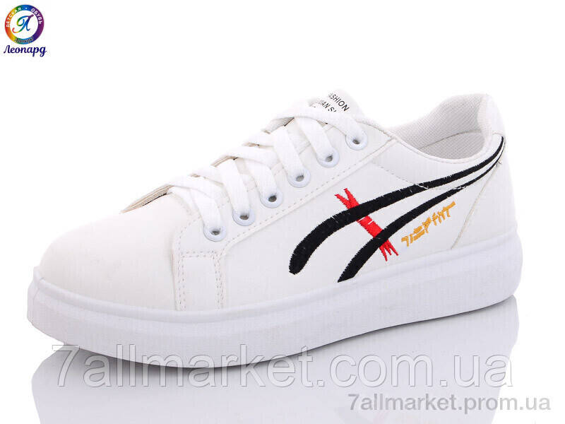 Кросівки жіночі модні Весна/осінь 6629 white-black (6 пар р.36-40) "Леопард" недорого гуртом від прямого