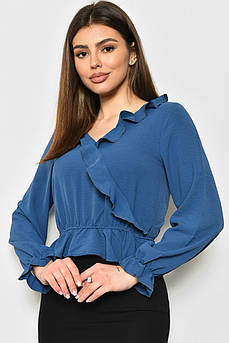 Блуза жіноча однотонна синього кольору 172070M