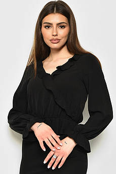 Блуза жіноча однотонна чорного кольору 172078M
