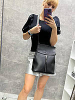 Черный - стильный вместительный рюкзак Lady Bags, можно носить сумкой через плечо (2545)