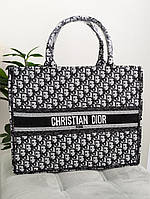 Шопер Cristian Dior великий чорно-сірий