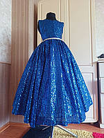 Святкова нарядна сукня синя в паетку на день народження,випускний під замовлення
