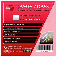 Протектор для карт Games7Days 80 х 80 мм, Square Medium, 50 шт (PREMIUM) (GSD-028080) p