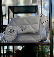 Женская бежевая сумка прада сумочка Prada white(silver) Prada Эко-кожа Salex Жіноча бежева сумка прада сумочка