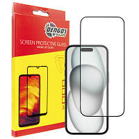 Стекло защитное Dengos Full Glue iPhone 15 Plus (black) (TGFG-319) p