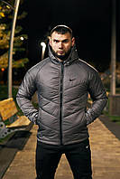 Весенняя серая мужская легкая куртка Nike, комфортная серая мужская ветровка Найк
