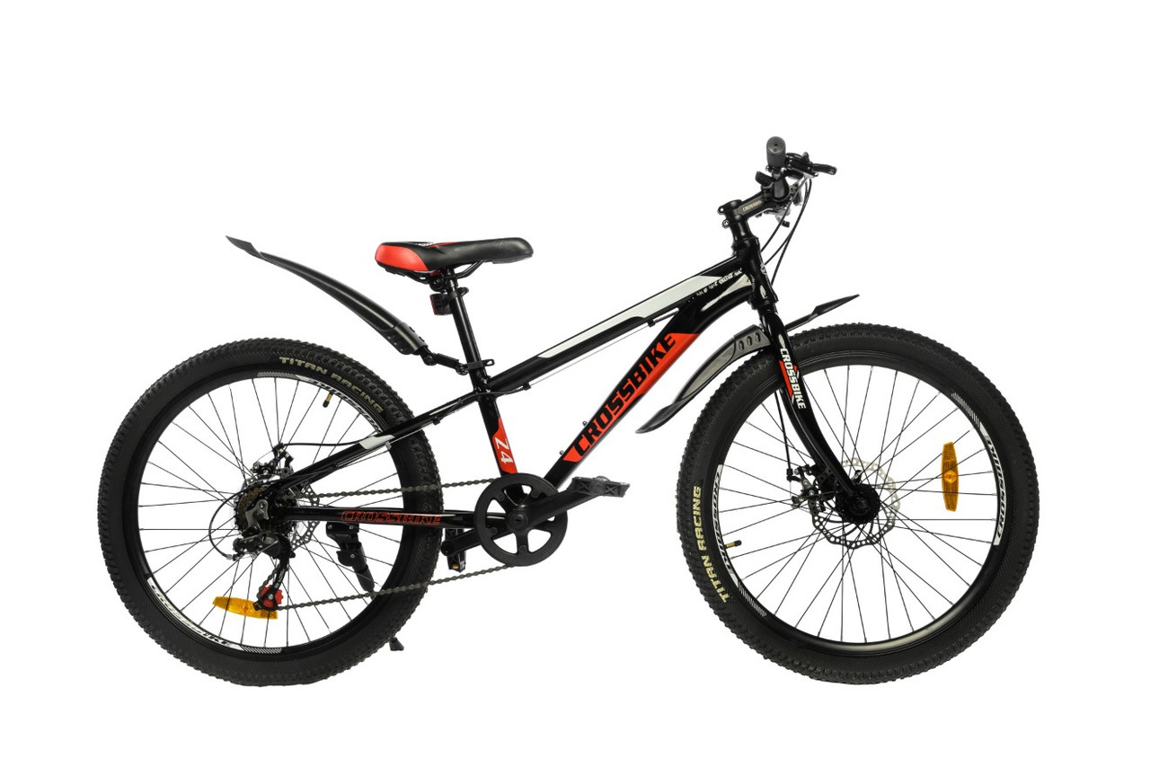 Гірський велосипед CrossBike 24" Dragster Susp Рама-11" Чорно-червоний