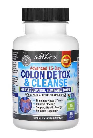 Дієтична добавка BioSchwartz BioSchwartz 15-Day Fast-Acting Detox & Gut Cleanse 45 Veggie Caps, фото 1