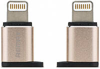 Переходник Visual RA-USB2 microUSB(F) to Lightning(M) Gold Remax 340906 l