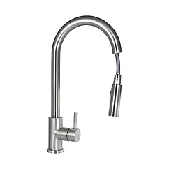 Змішувач з лейкою для кухні (k35) Nickel Lidz Aria 015FL2 нержавійка