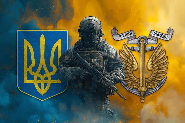 Прапор Морської піхоти України Воїн з гербом України та підрозділу, фото 1
