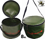 Складне Рибальське Відро LionFish.sub для риболовлі, підгодовування, полювання. Герметична сумка із ПВХ на 8л, фото 6