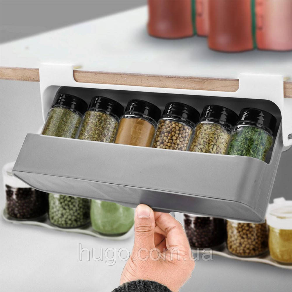 Подвесной органайзер для специй с 6 баночками SPICE RACK / Полка для ...