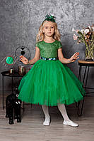 Платье Весны Зеленое нарядное пышное платье 98-146