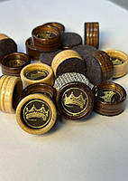 Фішки для гри нарди дерев'яні 26×12мм шкіряна вставка, фото 2