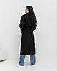 Утеплене довге жіноче чорне двобортне класичне пальто, єврозима, фото 4