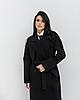 Утеплене довге жіноче чорне двобортне класичне пальто, єврозима, фото 7