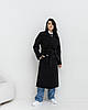 Утеплене довге жіноче чорне двобортне класичне пальто, єврозима, фото 9