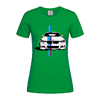 Зеленая женская футболка С принтом БМВ (15-1-1-зелений)