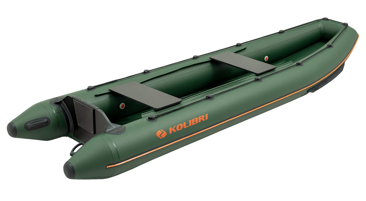 Надувне каное Колібрі КМ-390С, без настилу, для рибалки і полювання, колір зелений