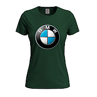 Темно-зеленая женская футболка Лого BMW (15-1-2-темно-зелений)