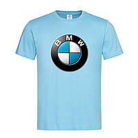 Голубая мужская/унисекс футболка Лого BMW (15-1-2-блакитний)