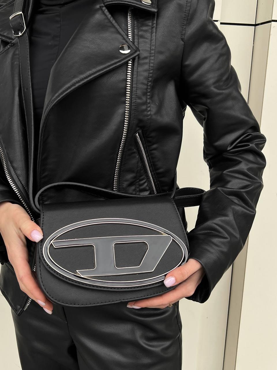 Жіноча сумка Diesel 1DR Iconic Shoulder Bag Black (Чорна) Сумка Крос Боді еко шкіра на 1 відділення Дизель