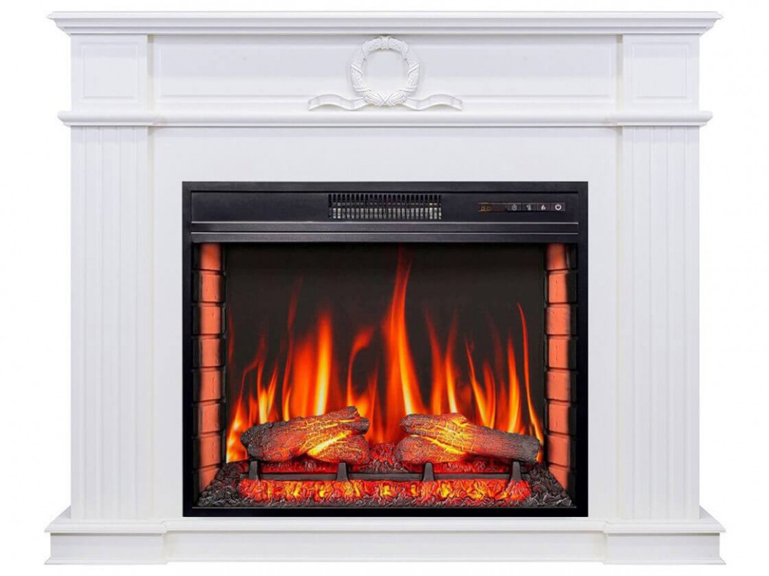 Декоративний електрокамін обігрівач з пультом, каминокомплект ArtiFlame Neoclassic AF28S Білий (зі звуком)