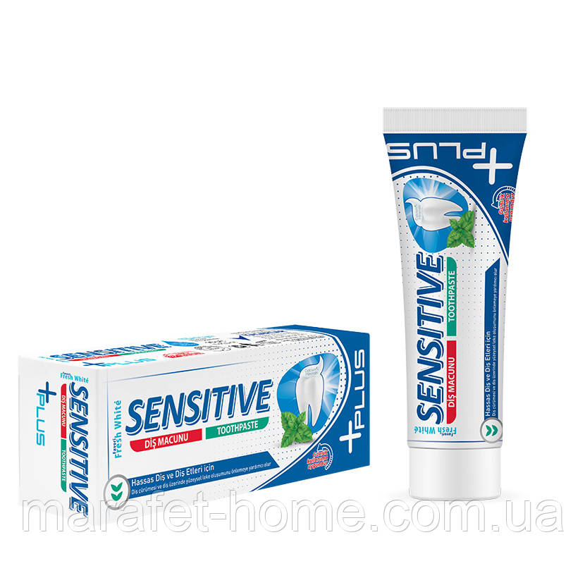 FRESH WHITE Зубна паста Sensitive+Plus для чутливих зубів 90г (8697417440929)