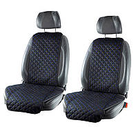 Накидки на сиденья авто алькантара Comfort Черные (нитка синяя, передние)