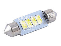 Лампочка 2-ох цокольна LED T11_C5W SMD біла 4-діоди 12V-5Вт SV8.5-8 36мм. (Solar) (к-т.-2шт.) SL1352